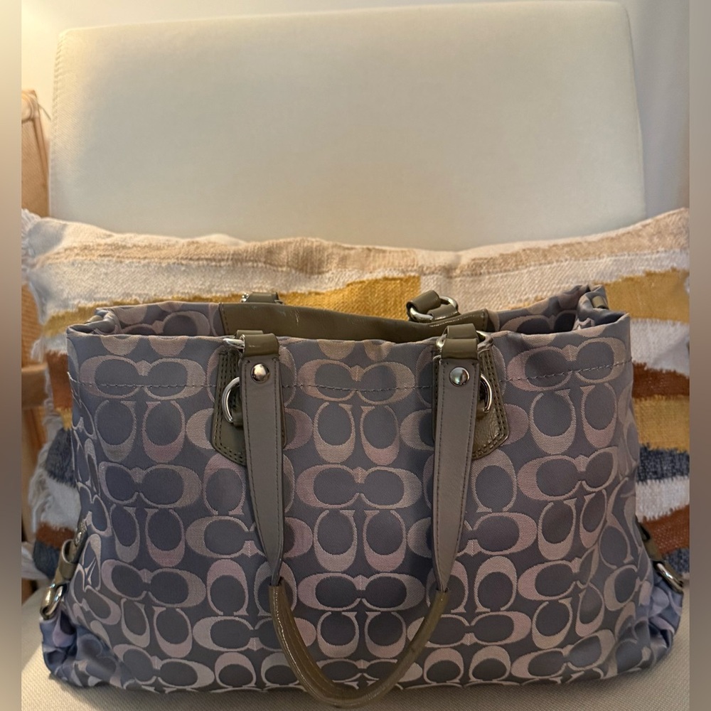 Coach Ashley Signature Sateen Large Satchel Bag Gray Khaki F18450 - Picture 9 of 15